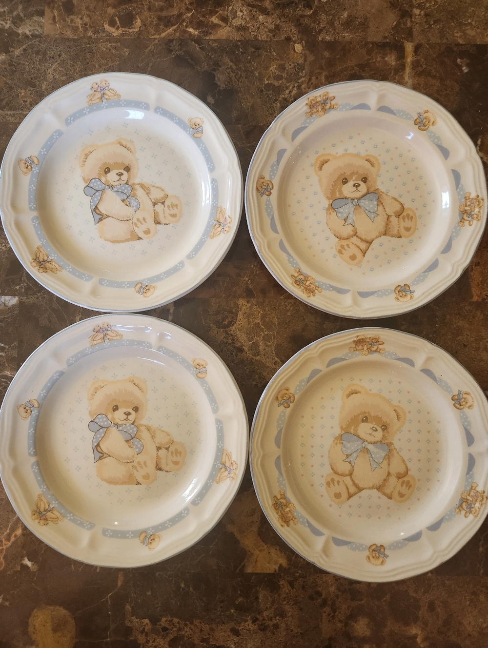 Set of Four Teddy Bear Plates